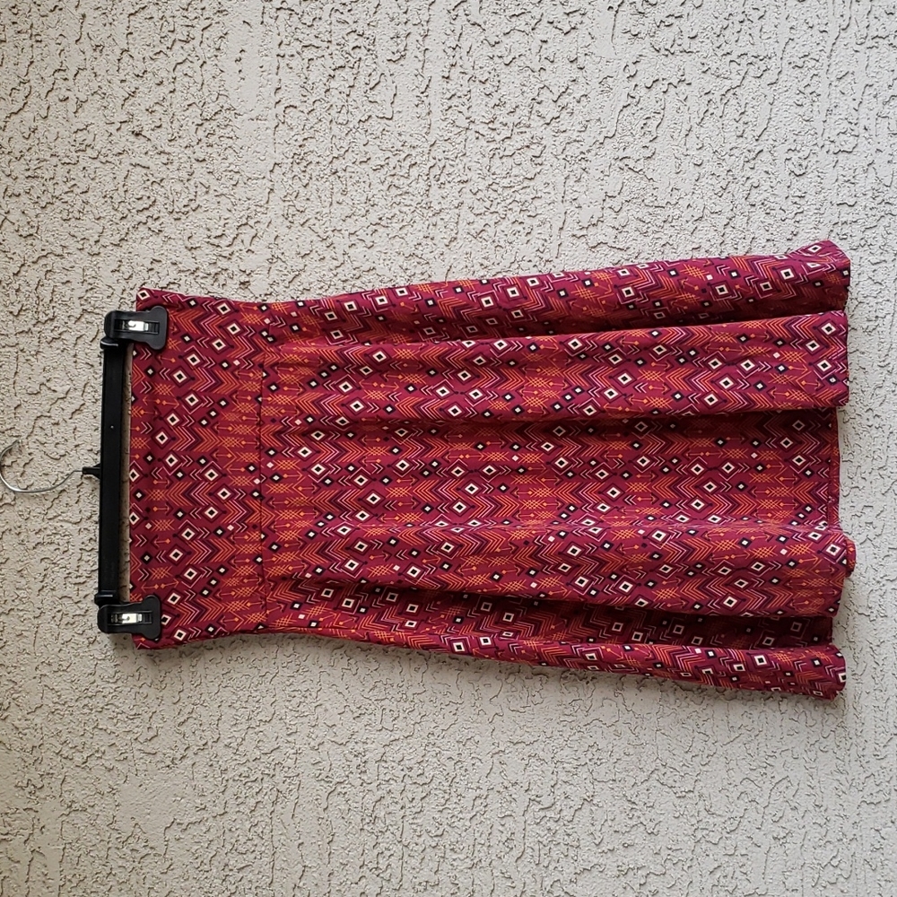 LuLaRoe Skirt - Red With Geometric Pattern